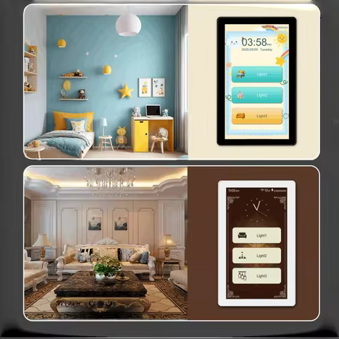Tuya Intelligent 6-In-1 Full Screen Switch With 1/2/3/4 Channels And Curtain Switch With Five In One