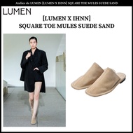 Atelier de LUMEN [LUMEN X IHNN] SQUARE TOE MULES SUEDE SAND