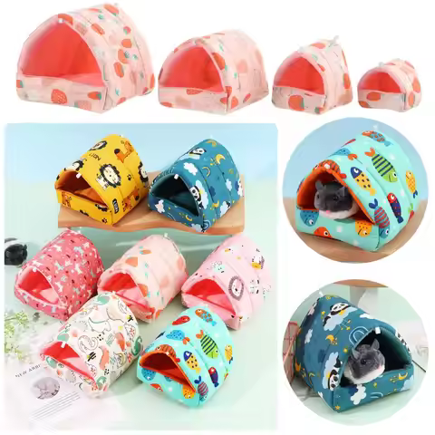 Cute Winter Comfortable Mini Cage Guinea Pig Nest Small Animal Sleeping Bed Hamster House Warm Mat