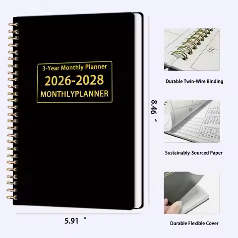 A4/A5 3 Years Monthly Planner 2026-2028 Yearly Goals Calendar Book Smooth Writing Annual Summary Age