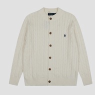 Ralph Lauren 純色小馬刺繡logo男裝麻花針織開衫外套