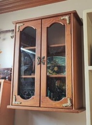 實木玻璃吊櫃  展示櫃  飾物櫃 80年代產物