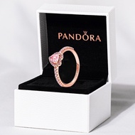 Pandora Love Heart Ring Promise Ring Woman 18K Rose Gold Engagement Wedding Ring 925 Silver Pink Cub