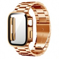 Two-In-One Compatible With Apple Watch Band + Case For Men And Women High-End Business Stainless Ste