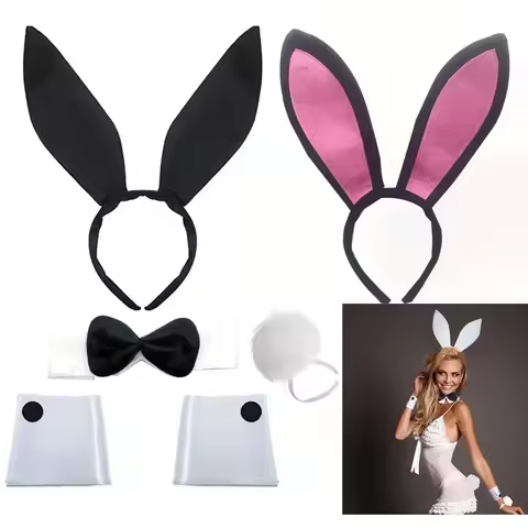 Black Bunny Ears Headbands for Easter Rabbit Ear Headband Playboy Bunny Halloween Costume Cosplay Pr