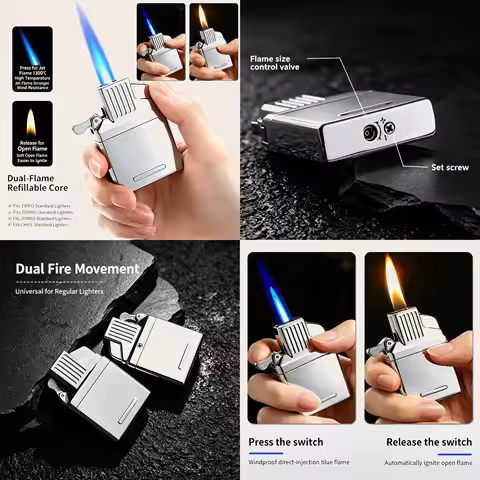 Metal Gas Insert 2-in-1 Soft Flame & Windproof Jet for Zorro Zippo Chief Lighter Parts