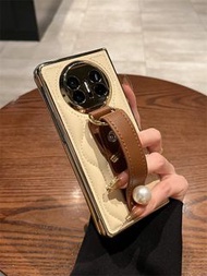 9973韓風純色菱格珍珠手帶華為 HUAWEI 手機電話殼 Mate X6 X5 X3