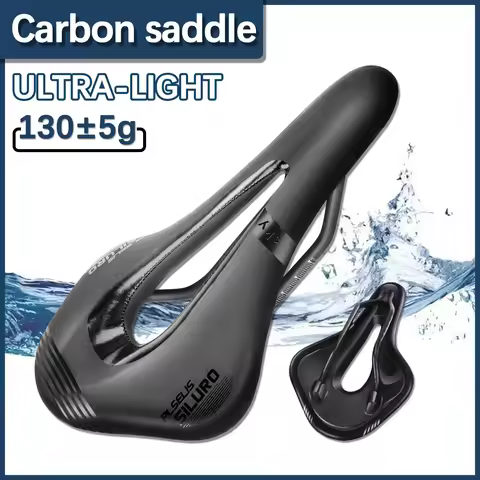 PLSELIS MTB Carbon Saddle Ultralight 130g Hollow Breathable Bicycle Saddle 255x145mm Comfortable Bik