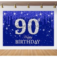 Blue Silver Diamond Age Birthday Background Cloth 10-90th Birthday Banner Birthday Party Decoration 