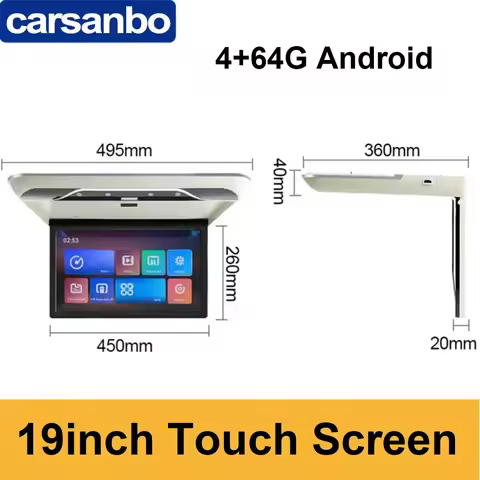 Carsanbo 19 Inch Car Monitor 080P Android 10 Ceiling TV Roof Mount Display For SUV RV Motorhome Mult