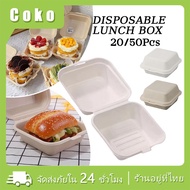 50 Pcs/Pack Burger Box 6 Inch Bagasse Cake Transparent Snack Food Brown