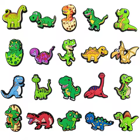 Cute Dinosaur Shoe Charms for Crocs Accessories Charms Clogs Bubble Slides DIY Shoe Decoration Buckl