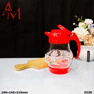 BEAUTIFUL FLOWER MOTIF GLASS TEAPOT WPR 1500/D (3330) + FREE BUBBLE WRAP