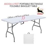 Asoga 6 Feet Rectangle Foldable Banquet Table Portable Oblong Briefcase Study Table