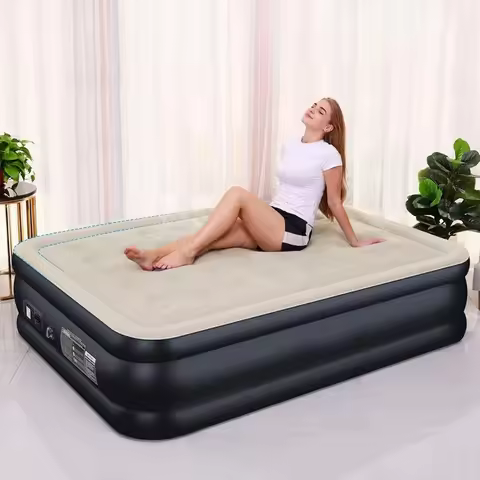 203X152X44CM Household New Inflatable Air Bed Cartoon Atmosphere Pad Thickening Height Mattress Port