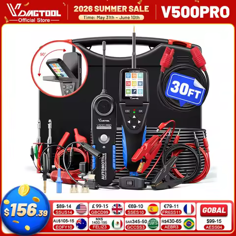 VDIAGTOOL V500PRO 9V-30V Automotive Circuit Tester with 30FT/9M Cable Car Circuit Power Probe power 