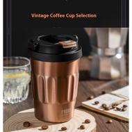 TYESO Retro Coffee Tumbler - 500ml / 400ml 304 Stainless Steel, Leakproof, with Hidden Handle