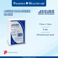 ASSURE Gauze Swab Non-Sterile 7.5cm x 7.5cm x 8-Ply, 100 Pce/Pkt
