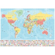 POPULAR World Map Wall Sticker Large Map of The World Poster with Country Flags Room Decoration Wall