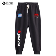Suzuki motorcycle pattern printed sports Car modification enthusiasts  pants for men's casual loose 
