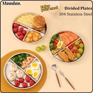 MUNDAN Portion Control Plates, 9" inch 304 Stainless Steel Divided Plates, Multifunctional Reusable 