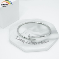 RainbowSilver:กำไลเงินแท้925 ลายตะปู ฟรีกล่องใส่เครื่องประดับกำมะหยี่ ฟรีชุบทำความสะอาด2ครั้ง โรเดีย