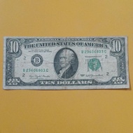 Uang Kertas Asing 10 Dollar Amerika 1977 USA
