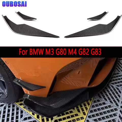 For BMW M3 G80 M4 G82 G83 Carbon Fiber Car Front Bumper Wind knife Splitter Spoiler Canard Air Knife