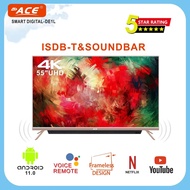 ACE 55" 4K Smart Google TV DE1L(Android 11, Netflix, Youtube, Chromecast, BT, ISDB, Voice Control, Soundbar)