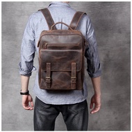 AJAIKER Men's Genuine Leather Backpack - Large Capacity Vintage Genuine Leather Backpack