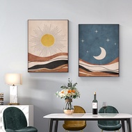 Sun Moon Poster Boho Landscape Canvas Painting Abstract Mountain Art Print Nordic Wall Picture For Living Bedroom Vintage Decor