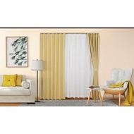 Plain curtains with S-shaped wire hangers, 6 folds