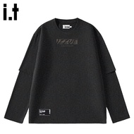 izzue | เสื้อยืดคอ rund แขนยาว ทรงหลวม ลาย wax print ใหม่