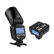 Godox V1C Professional Camera Flash Speedlite Speedlight Round Head Wireless 2.4G with Godox X2T-C E-TTL II Wireless Flash Trigger for Canon EOS Series 1500D 3000D 5D Mark lll 5D Mark ll
