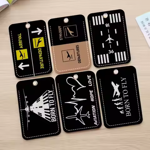 Airport Runway 1Pc Access Card Case Leather Card Holder Keychain Key Ring Door Access Tags ID Card C