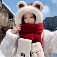 HY777-Hat Thick Cute Doll Hat Scarf Gloves< 3 in 1>