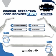 GT MED Tools Gingival Retraction Cord Packers Set - Premium Stainless Steel 2-Piece Dental Kit
