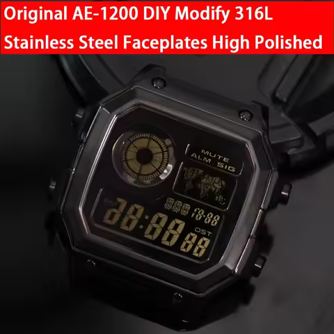 For Original AE1200 Dial Mod Kit Polished Brushed Faceplate 316L Stainless Steel Watch Dial Metal Ca