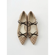 Pointed toe flats with bow straps - Lady's polka dot flats
