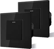 BSEED Switch, 1-gang and 1-way, recessed, with glass, button switch, wall switch, rocker switch, 2 p