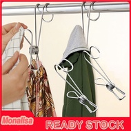 5/10pcs 2-in-1 Stainless Steel Small Clip Hook With Hanging Multi-function Clothes Windproof Clothes Hanger Drying Clip  -MON