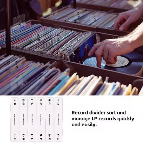 6PCS Clear Alphabet Tab Index Cards CD/LP Divider Cards Turntable Music Vinyl Organizers Label Card 