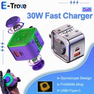 GaN Wall Mounted 30W Fast Charging Mobile Phone Charger Foldable Plug Gyroscope Power Adapter Dual P