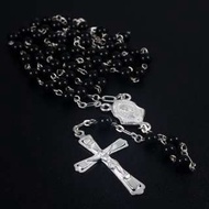 銀革手作 925 純銀 黑瑪瑙 天主教 玫瑰經 聖母 耶穌 念珠 頸鏈 銀飾教學 銀飾課程
