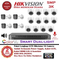 Paket CCTV 16Camera HIKVISION 5MP COLORVU AUDIO Built In Mic DualLight