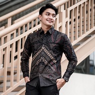 Kamal Kemeja Batik Pria Lengan Panjang Baju Batik Cowok Formal Casual Slim fit Laskala Azmil Batik T