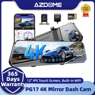 AZDOME PG17 series 4K Dashcam 2 Cameras Mirror Dash Cam 12'' with Rearview Camera GPS
