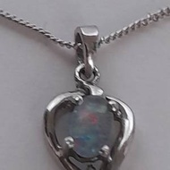 澳洲蛋白石opal吊墜6x4mm鑲純銀托配上十...