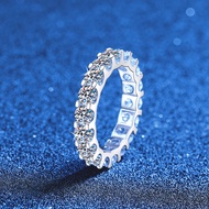 4mm Real Moissanite Full Eternity Ring In S925 Silver, 4.8ct In Total With Gra Certificate