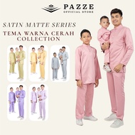 Pazze Satin Matte Series Baju Melayu Modern Slim Fit Sedondon - Violet/Lilac/SoftYellow/ElegantGold/